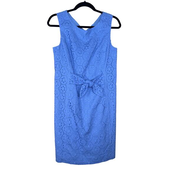 Lilly Pulitzer Clarise Dress 8 Periwinkle Floral Eyelet Cotton Shift Preppy Y2K - Picture 1 of 8